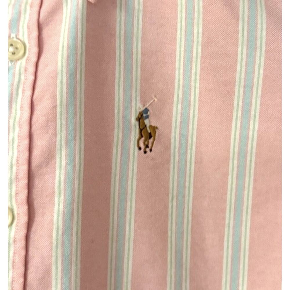 Ralph Lauren Pink Stripe Button Down Shirt Slim Fit LS  Pony Logo Classic 2 Y2K - Picture 4 of 6